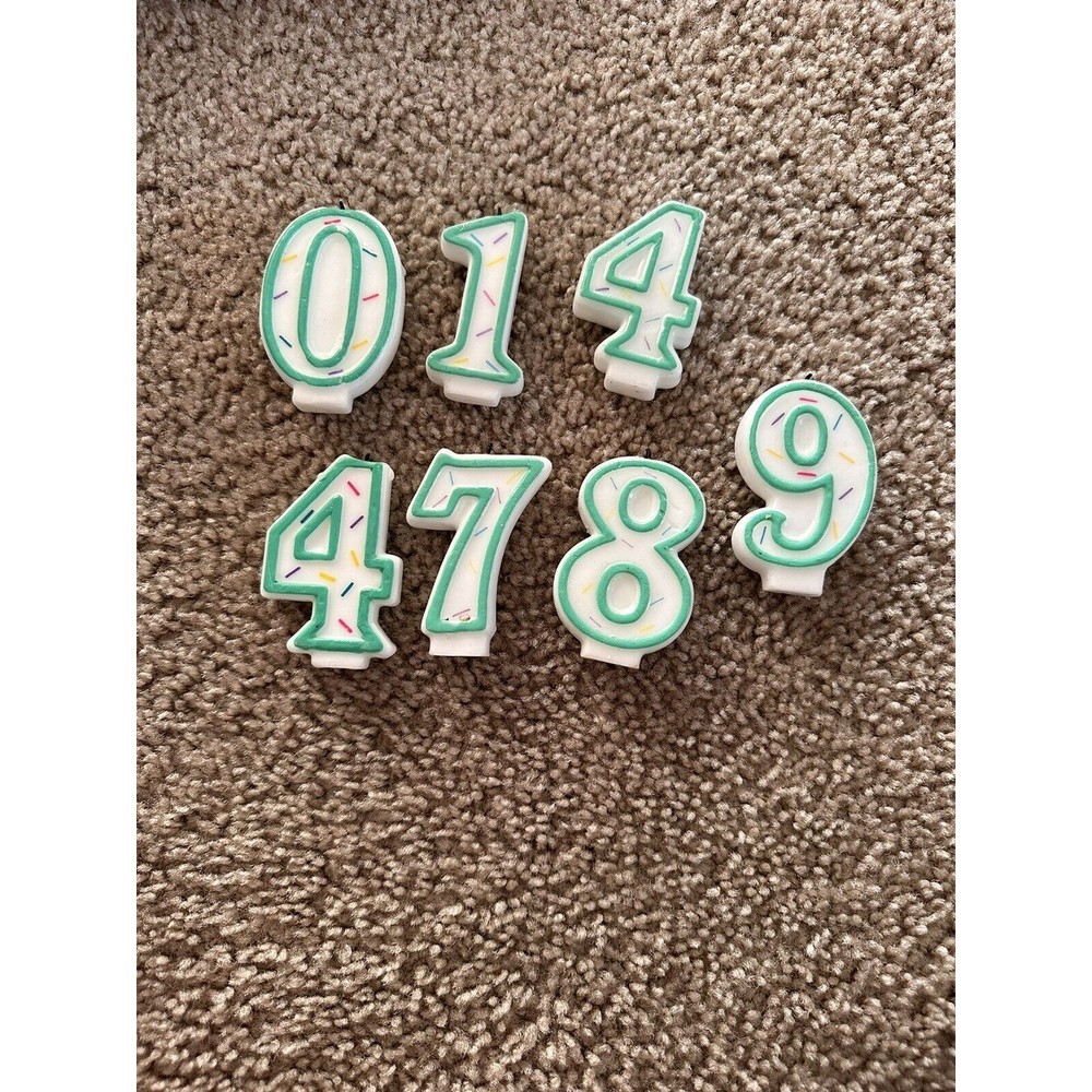 Number Birthday Candles Teal Green Various Numbers